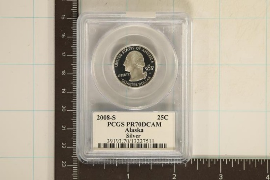2008-S ALASKA SILVER QUARTER PCGS PR70 DCAM