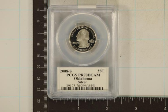 2008-S SILVER OKLAHOMA QUARTER PCGS PR70 DCAM