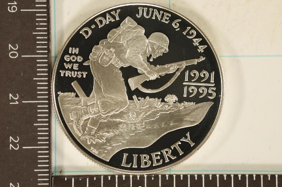 1995-W US PROOF SILVER DOLLAR WWII D-DAY