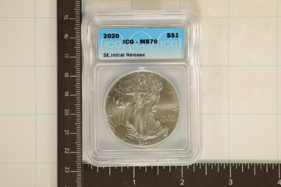 2020 1 OZ. SILVER AMERICAN SILVER EAGLE ICG MS70