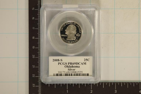 2008-S SILVER OKLAHOMA QUARTER PCGS PR69 DCAM