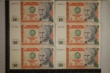 6-CRISP UNC BANK OF PERU 50 INTIS BILLS: 2 SETS