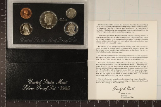 KEY DATE 1995 US SILVER PROOF SET (WITH BOX) AND