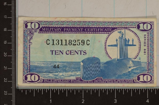 SERIES 681 US TEN CENT MILITARY PAYMENT CERT.