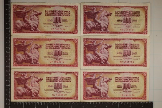 6-1981 YUGOSLAVIA 100 DINARA BILLS