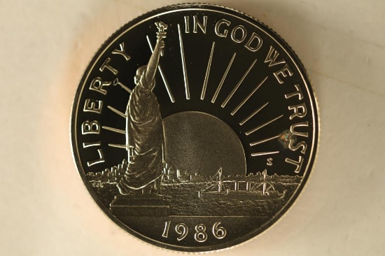 1986-S US PF HALF DOLLAR LIBERTY TONING SPOT ON
