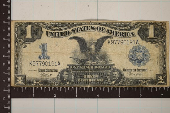 1899 US LARGE SIZE $1 BLACK EAGLE SILVER CERT.
