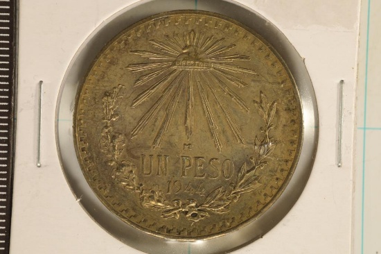 1944 MEXICO CAP & RAYS SILVER PESO .3857 OZ. ASW