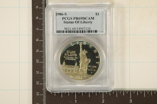 1986-S STATUE OF LIBERTY SILVER DOLLAR PCGS PR69