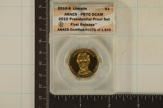 2010-S LINCOLN PRESIDENTIAL DOLLAR ANACS PR70