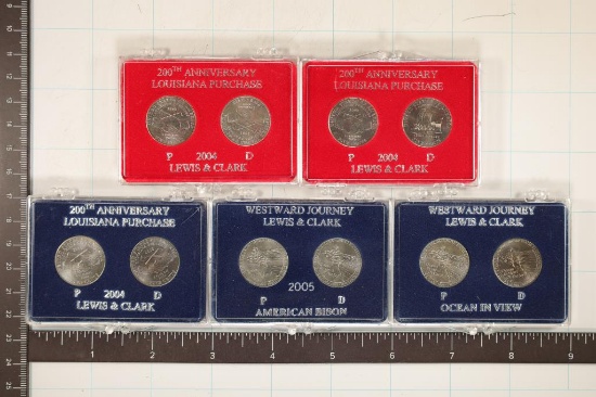 5-P & D JEFFERSON NICKEL SETS IN HARD PLASTIC CASE