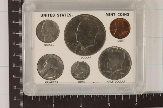 1971 US 6 COIN UNC SET IN CAPITAL PLASTICS HOLDER