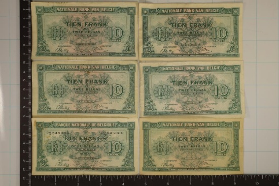 6-1943 BELGIUM 10 FRANC BILLS