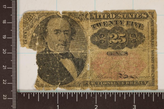 1874 25 CENT US FRACTIONAL CURRENCY LOWER LEFT