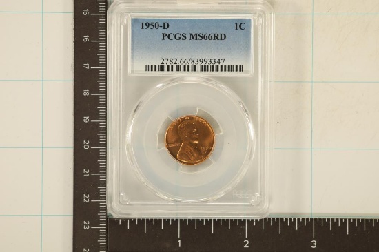 1950-D LINCOLN WHEAT CENT PCGS MS66RD