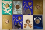 8-FRANKLIN MINT HOLIDAY METAL ROUNDS IN CARDS ALL