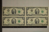 4-1995 US $2 FRN'S CU WITH CONSECUTIVE SERIAL #'S