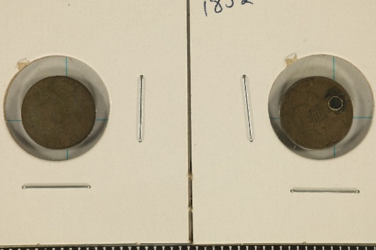 1852 SILVER 3 CENT & 1 NO DATE SILVER 3 CENT, THE