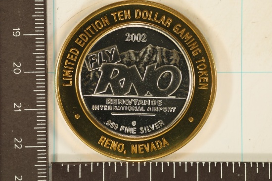 CASINO $10 SILVER TOKEN (UNC) 2002 RENO/