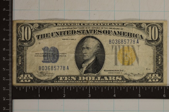 1934-A US $10 NORTH AFRICA SILVER CERTIFICATE