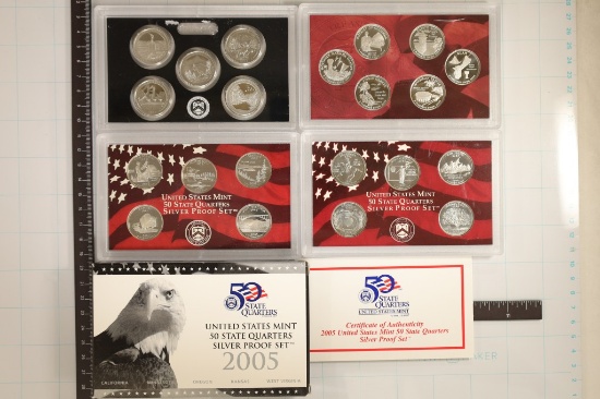 4 US STATE QUARTER SILVER PROOF SETS:1999 (NO BOX)