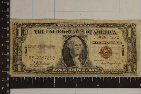 1935-A US $1 HAWAII SILVER CERT BROWN SEAL WITH