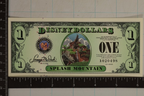 2014 DISNEY 1 DISNEY DOLLAR CRISP UNC COLORIZED