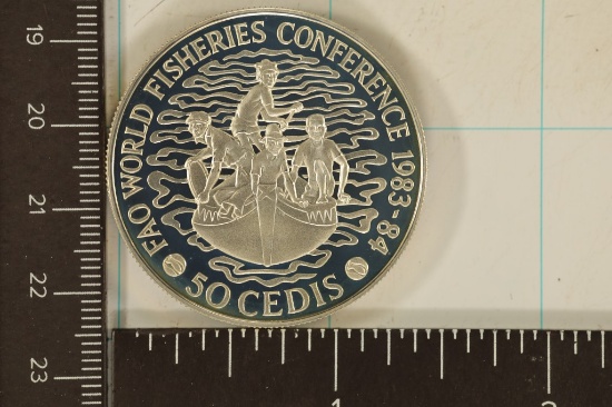 1984 GHANA PROOF SILVER 50 CEDIS. 28.28 GRAMS