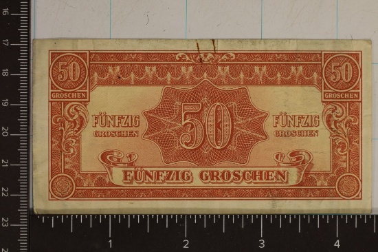 1944 AUSATRIA 50 GROSCHEN MILITARY PAYMENT CERT
