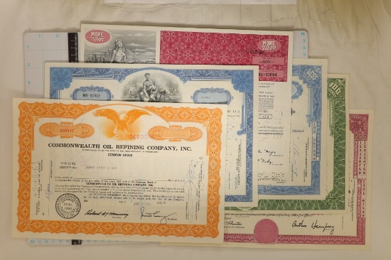 6 VINTAGE US STOCK CERTIFICATES