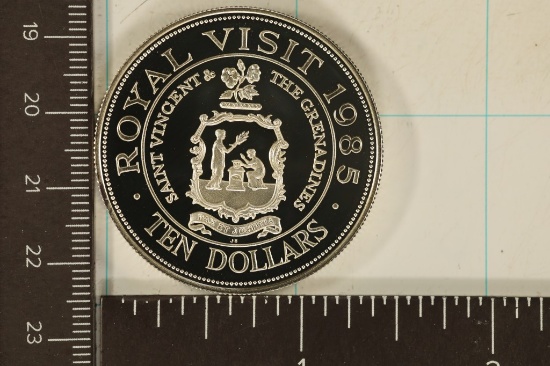 1985 SAINT VINCENT PROOF SILVER $10.   .90 TROY