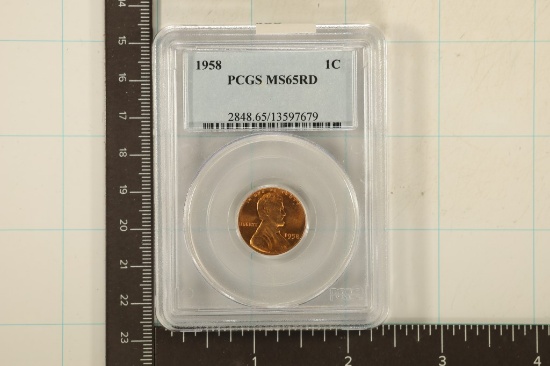 1958 LINCOLN WHEAT CENT PCGS MS65 RED