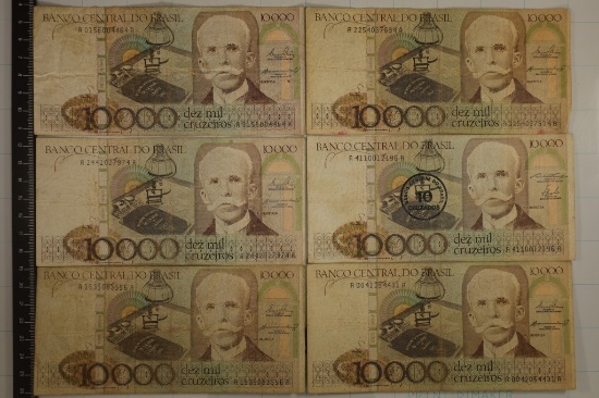 6-1993 BRAZIL 10,000 CRUZEIROS BILLS.