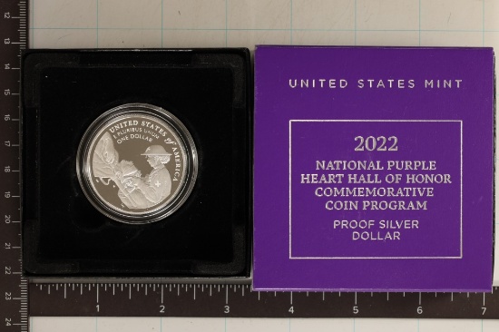 2022-W US PROOF SILVER $1 "NATIONAL PURPLE HEART