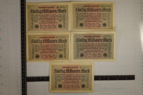 5-1924 GERMAN 50 MILLIONEN MARK BILLS