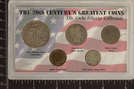 20TH CENTURY'S GREATEST COINS, 5 COIN LADY