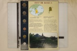 SOUTH KOREA 6 COIN UNC SET ON LARGE INFO CARD
