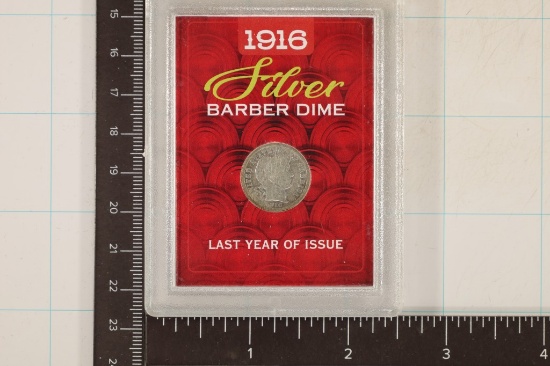 LAST YEAR OF ISSUE 1916-S BARBER DIME IN CASE