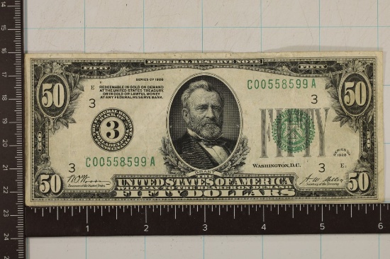 1928 $50 FRN GREEN SEAL REDEEMABLE IN GOLD