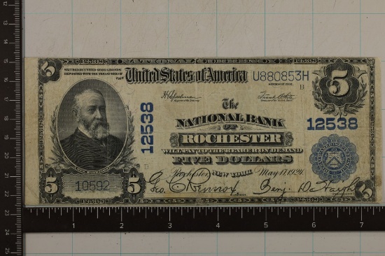 1924 US $5 NATIONAL CURRENCY. ROCHESTER. SERIES