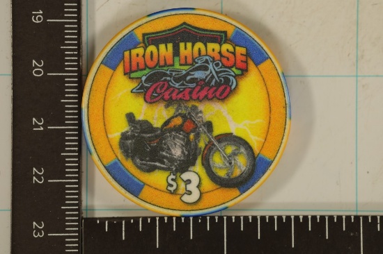 $3 IRON HORSE CASINO CHIP. EVERETT, WASHINGTON