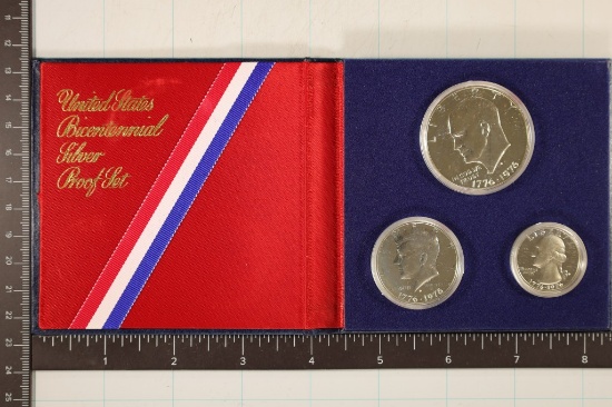 1976 US SILVER 3 COIN BICENTENNIAL SET NO BOX