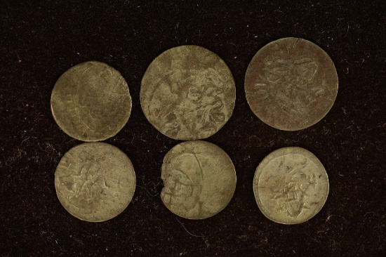 6-SILVER DIME SIZED OTTOMAN EMPIRE PARA COINS: