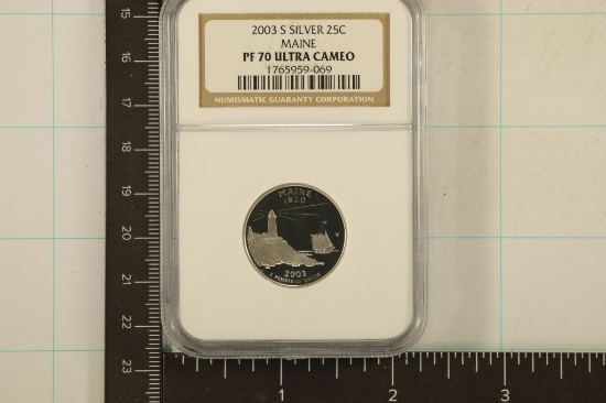 2003-S SILVER MAINE QUARTER NGC PF70 ULTRA CAMEO