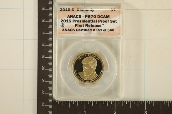 2015-S KENNEDY US $1 COIN ANACS PR70 DCAM