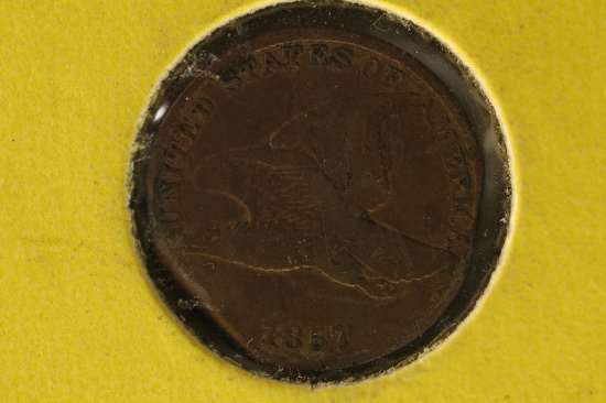 1857 FLYING EAGLE CENT WITH RIM BUMP