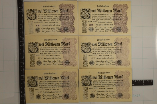 6-1923 GERMAN 2 MILLION MARK CRISP UNC BILLS