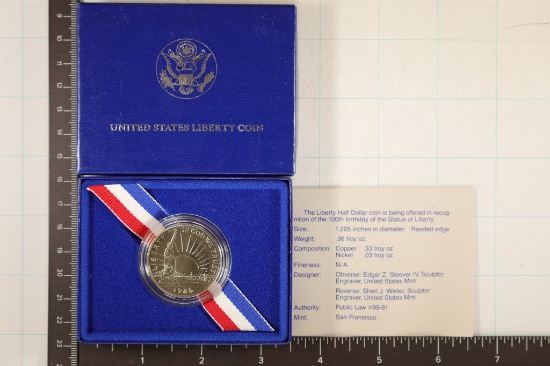 1986-S PF STATUE OF LIBERTY HALF DOLLAR IN BOX