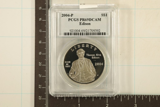 2004-P US EDISON SILVER DOLLAR PCGS PR69 DCAM