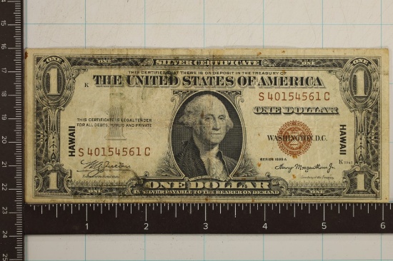 1935-A $1 HAWAIIAN OVERPRINT BROWN SEAL BILL